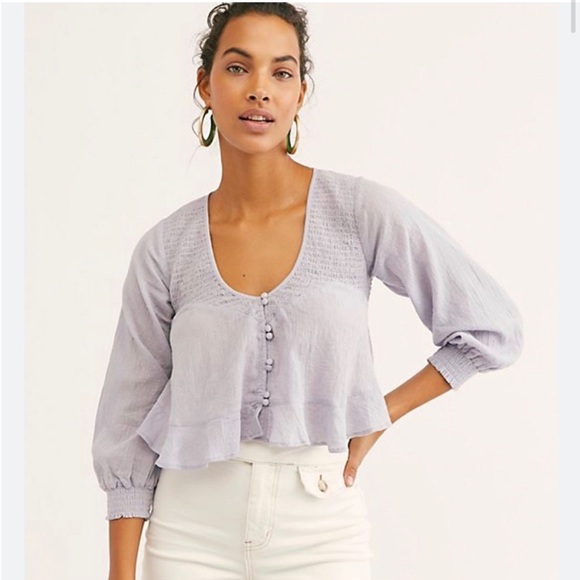 Free People Waiting on Summer Peplum crop Top large - Picture 1 of 2